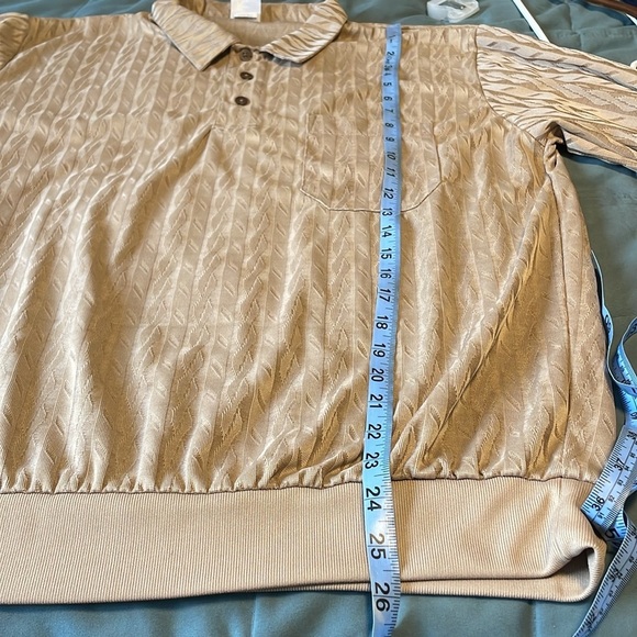 VTG Retro Shirt Haband Collared Large Tan Long Pattern 90s Stag Hill Button - Picture 14 of 15